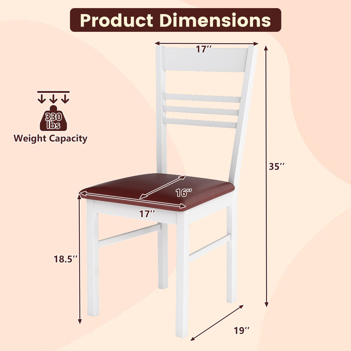 Sillas de comedor de madera, juego de 2, con estructura de madera de caucho
