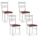 Sillas de comedor de madera, juego de 4 con estructura de madera de caucho