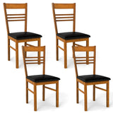 Sillas de comedor de madera, juego de 4 con estructura de madera de caucho