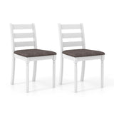 Juego de 2 sillas de comedor de madera de caucho con asiento tapizado - Blanco