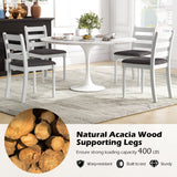 Juego de 2 sillas de comedor de madera de caucho con asiento tapizado - Blanco