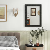 Espejo de pared con marco de madera, espejo de tocador rectangular para sala de estar o recibidor, negro