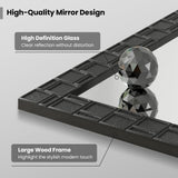 Espejo de pared con marco de madera, espejo de tocador rectangular para sala de estar o recibidor, negro