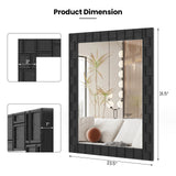 Espejo de pared con marco de madera, espejo de tocador rectangular para sala de estar o recibidor, negro