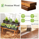 Estante de madera de 2 niveles para plantas, estantería tipo escalera para plantas, para interiores y exteriores