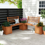 Wood Planter Box with Bench and Backrest for Garden Yard Balcony