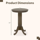 Wood Pub Round Dining Table with Pedestal Base