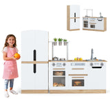 Juego de cocina infantil de madera de 2 piezas con nevera y agua corriente