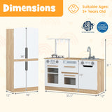 Juego de cocina infantil de madera de 2 piezas con nevera y agua corriente