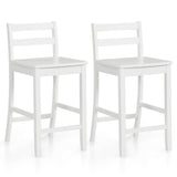 Wooden Bar Stools Set of 2 with Ergonomic Backrest and Footrest
