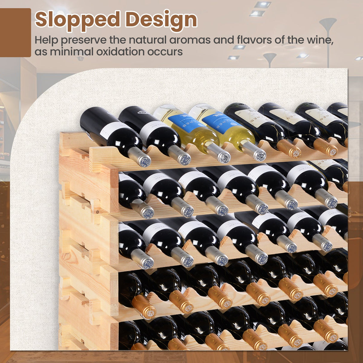 Estantería de madera para botellas de vino con capacidad para 72 botellas