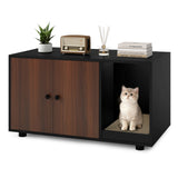 Wooden Cat Litter Box Enclosure Hidden Litter Box Furniture with Scratching Board