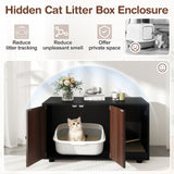 Wooden Cat Litter Box Enclosure Hidden Litter Box Furniture with Scratching Board