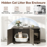 Wooden Cat Litter Box Enclosure Hidden Litter Box Furniture with Scratching Board