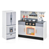 Cocina de juguete de madera Chef y refrigerador con campana extractora y asador realistas