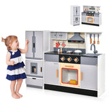 Cocina de juguete de madera Chef y refrigerador con campana extractora y asador realistas