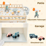 Wooden Corner Dollhouse Playset with 41 Pieces of Accessories for Kids 3+ Years Old-Orange