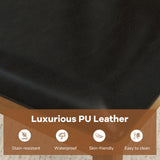Wooden Dining Chair Set of 2 with PU Leather Upholstered and Rubber Wood Frame-Brown