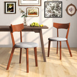 Juego de 2 sillas de comedor de madera con patas de caucho y asiento acolchado