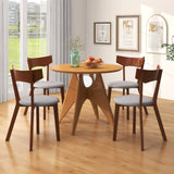 Juego de 2 sillas de comedor de madera con patas de caucho y asiento acolchado