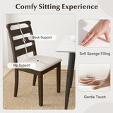 Polyester Upholstered Wooden Dining Chair Set of 2-Walnut