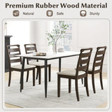 Polyester Upholstered Wooden Dining Chair Set of 2-Walnut