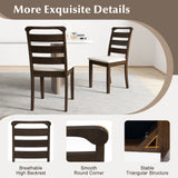 Polyester Upholstered Wooden Dining Chair Set of 2-Walnut