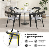 Wooden Dining Chair Set of 2 with Rubber Wood Frame  Armrests and Padded Cushion-black