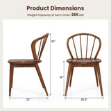 Juego de 2 sillas de comedor de madera con respaldo alto de huso y asiento ancho