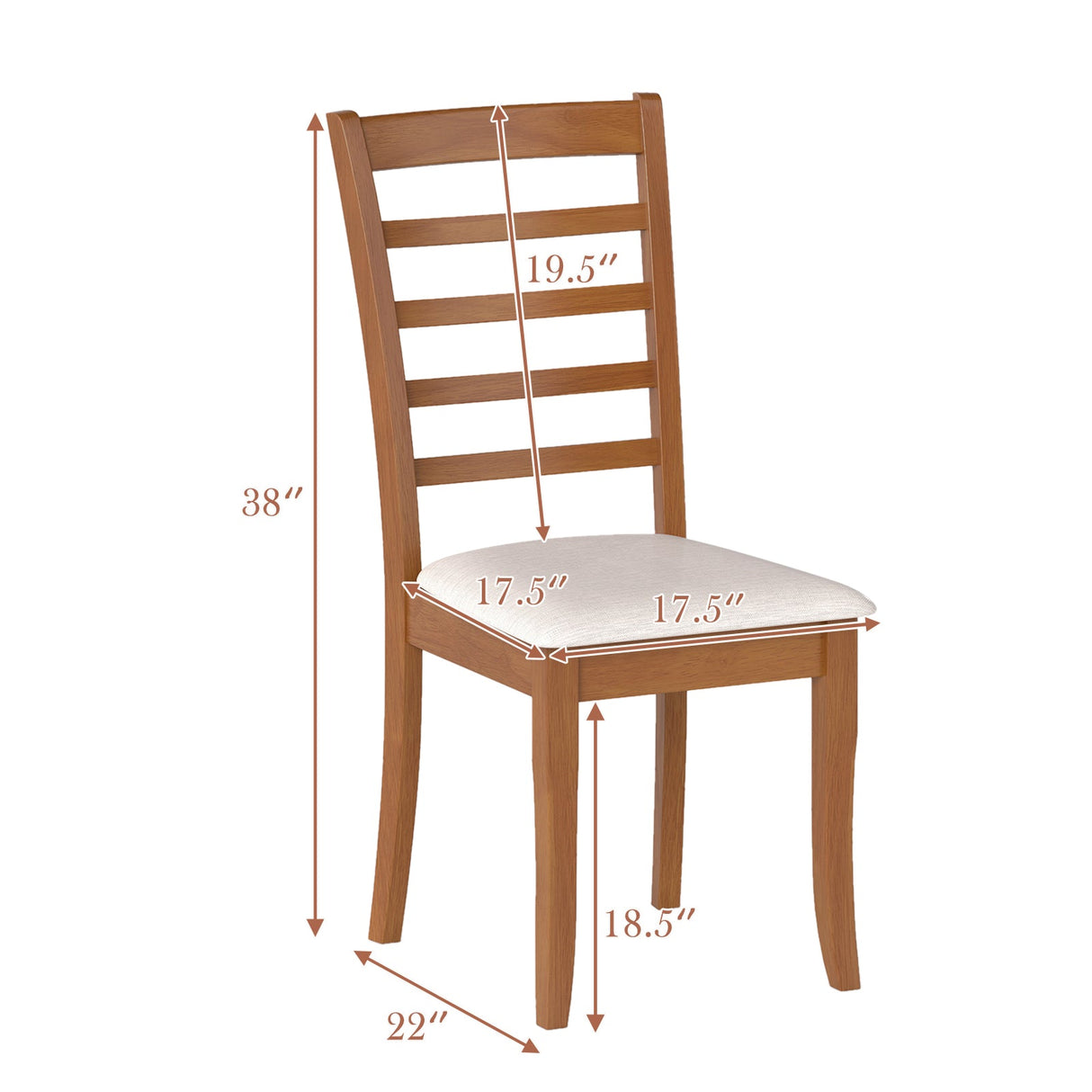 Juego de 2 Sillas de Comedor de Madera, Sillas de Cocina Modernas Tapizadas-Beige