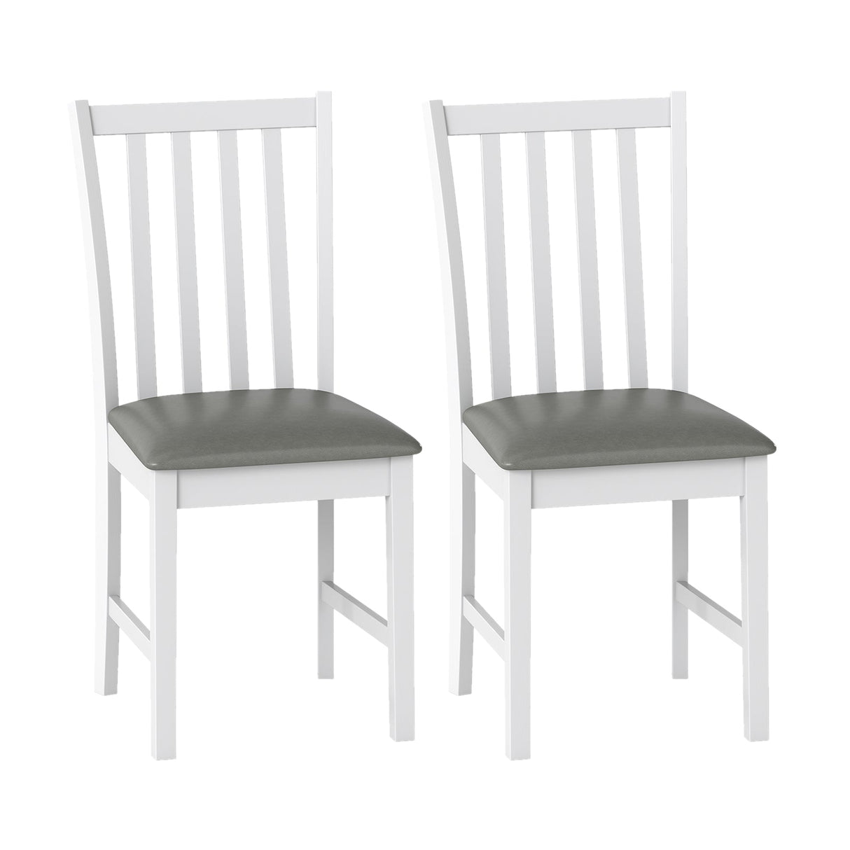 Wooden Dining Chair Set of 2 with Rubber Wood Frame and Padded Seat