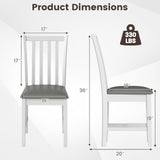Wooden Dining Chair Set of 2 with Rubber Wood Frame and Padded Seat