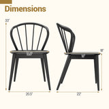 Juego de 2 sillas de comedor de madera con respaldo alto de huso y asiento ancho