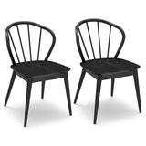 Juego de 2 sillas de comedor de madera con respaldo alto de huso y asiento ancho