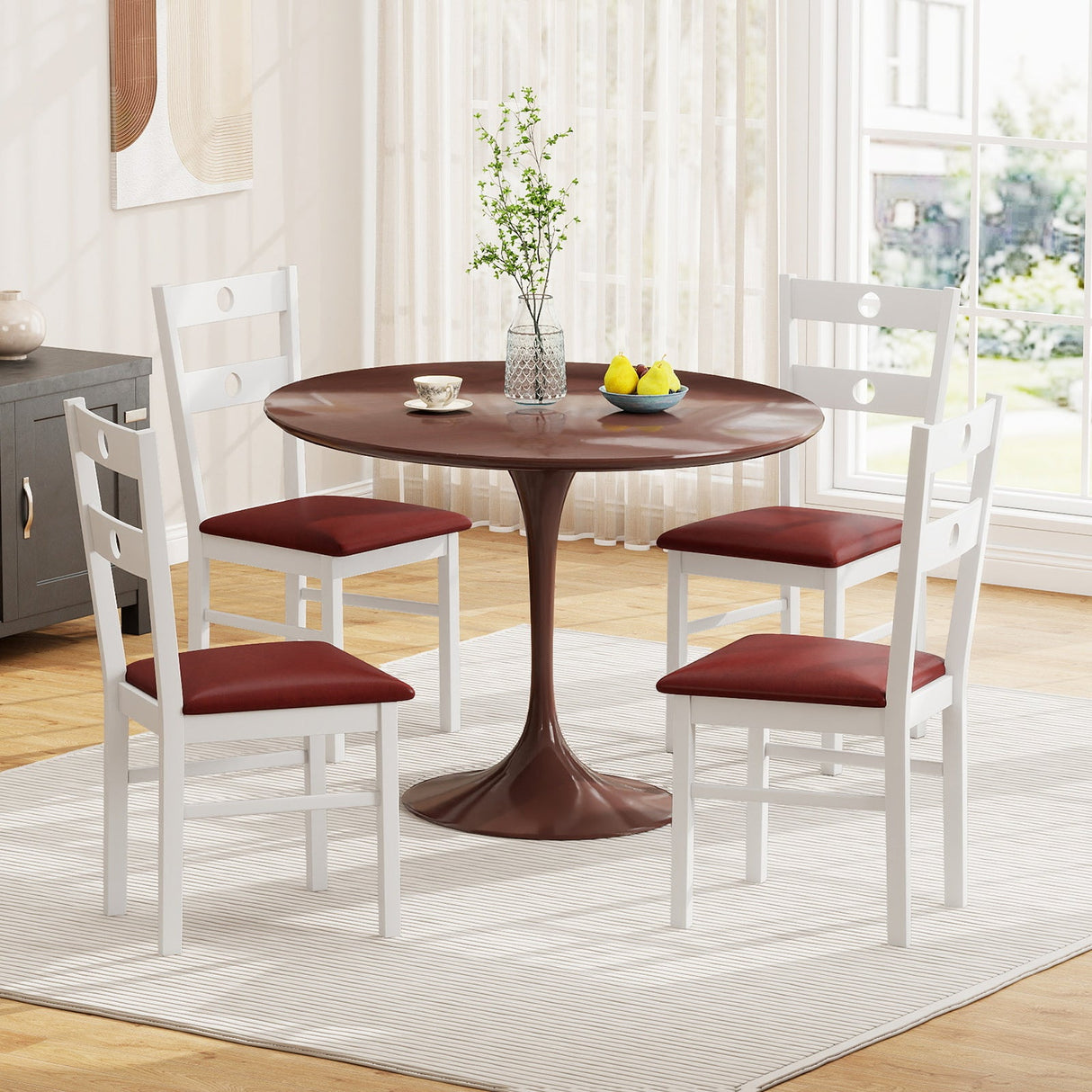 Juego de 2 sillas de comedor de madera sin brazos para cocina con respaldo hueco