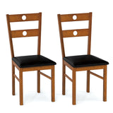 Juego de 2 sillas de comedor de madera sin brazos para cocina con respaldo hueco