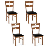 Wooden Dining Chairs Set of 4 Armless Kitchen Chairs with Hollowed Backrest