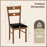 Wooden Dining Chairs Set of 4 Armless Kitchen Chairs with Hollowed Backrest