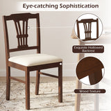 Wooden Dining Chairs Set of 2 Upholstered Kitchen Chairs with Solid Rubber Wood Frame