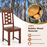 Juego de 2 sillas de comedor de madera, sillas de cocina con estructura de madera maciza de caucho-Nogal