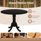Mesa de comedor de madera con tablero redondo y patas de caballete curvadas