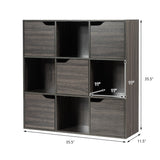 9-Cube Wooden Freestanding Bookcase for Home and Office