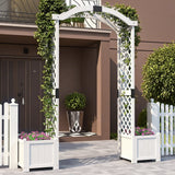 Wooden Garden Arbor with Planter and Trellis for Climbing Plants Decorations