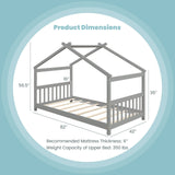 Twin Size Wooden House Bed with Roof