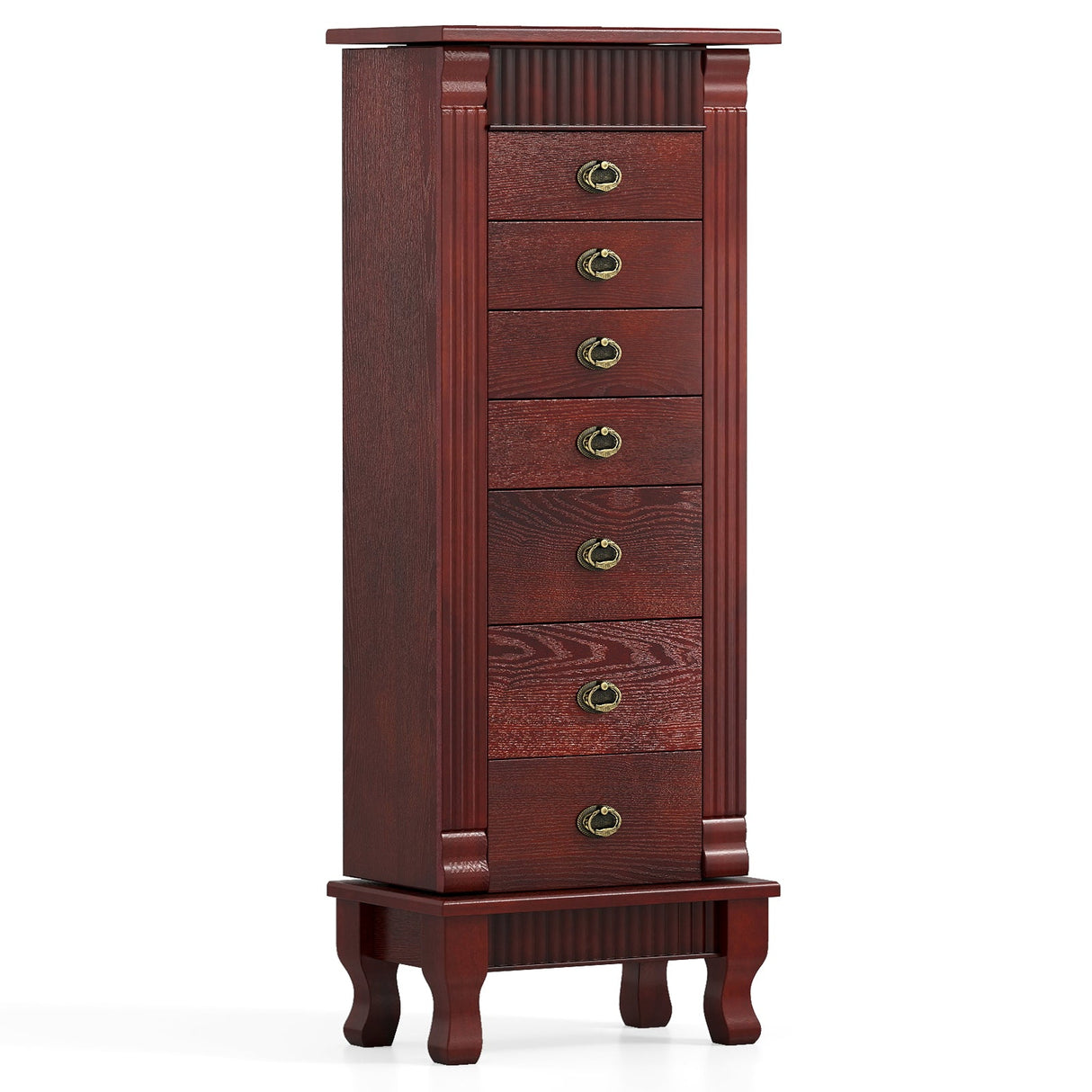 Gabinete de joyería de madera Armario de almacenamiento con cajones y puertas batientes