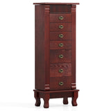 Gabinete de joyería de madera Armario de almacenamiento con cajones y puertas batientes