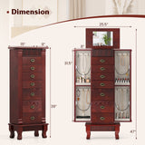 Gabinete de joyería de madera Armario de almacenamiento con cajones y puertas batientes