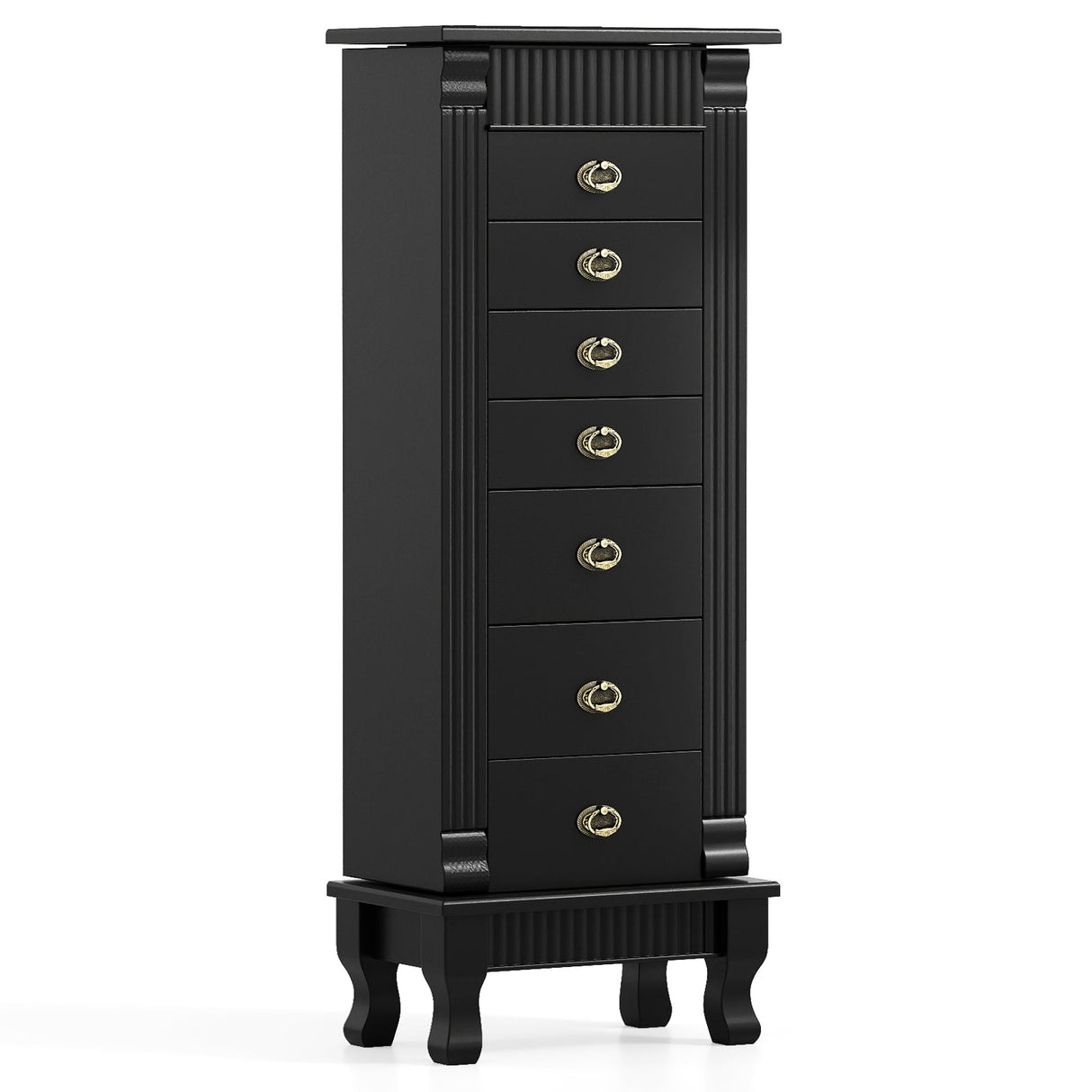 Gabinete de joyería de madera Armario de almacenamiento con cajones y puertas batientes