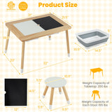 Wooden Kids Activity Table Set with Double-Sided Boards-Natural
