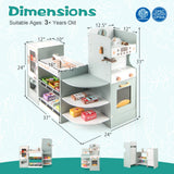 Wooden Kids Grocery Store Playset Pretend Play Supermarket-Green